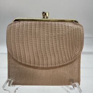 Vtg 1960 Princess Gardner Genuine Pigskin Wallet Change Purse Lt Pink Kiss Lock